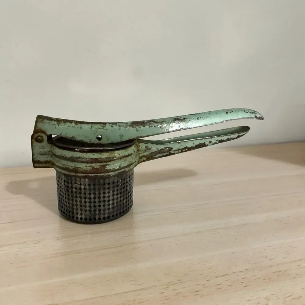 Vintage Potato Ricer Mint Green Painted Handle Rustic Farmhouse Kitchen Decor